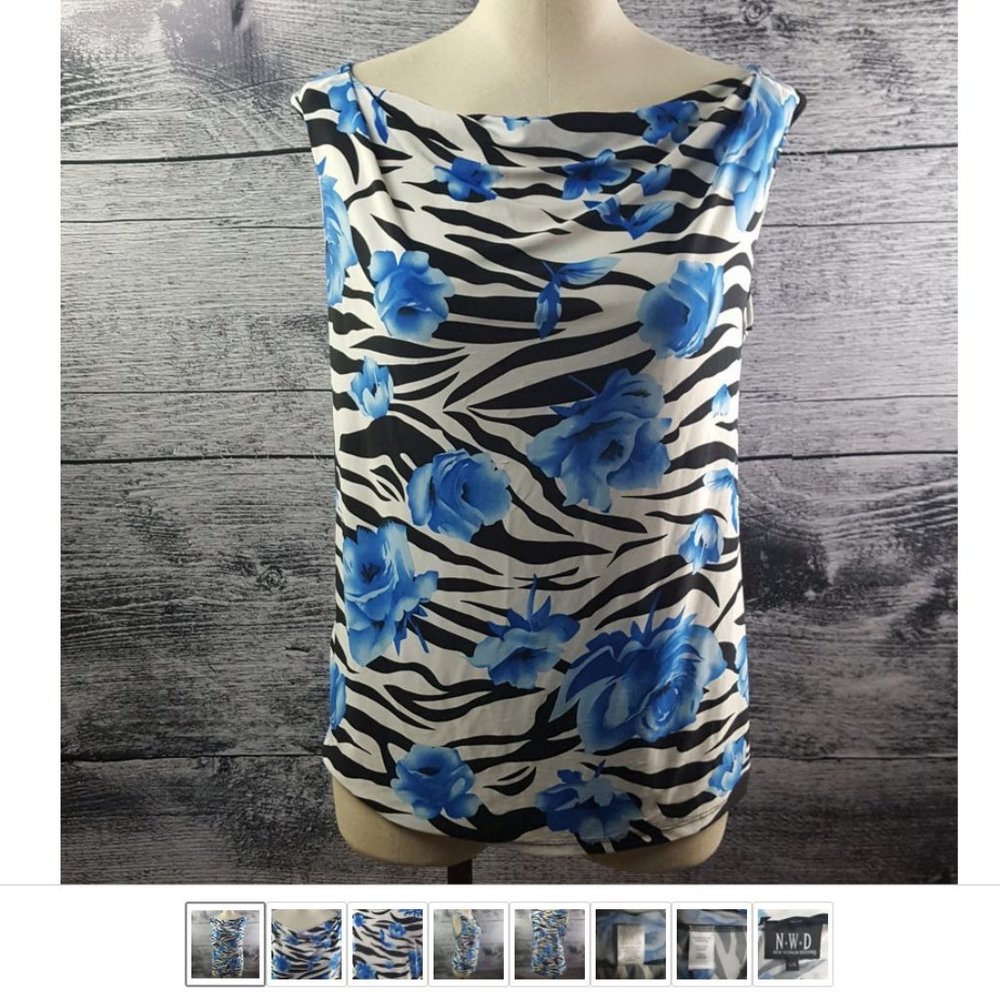 New Woman Design Camisole Tank Tops sz L Blue Floral Pattern